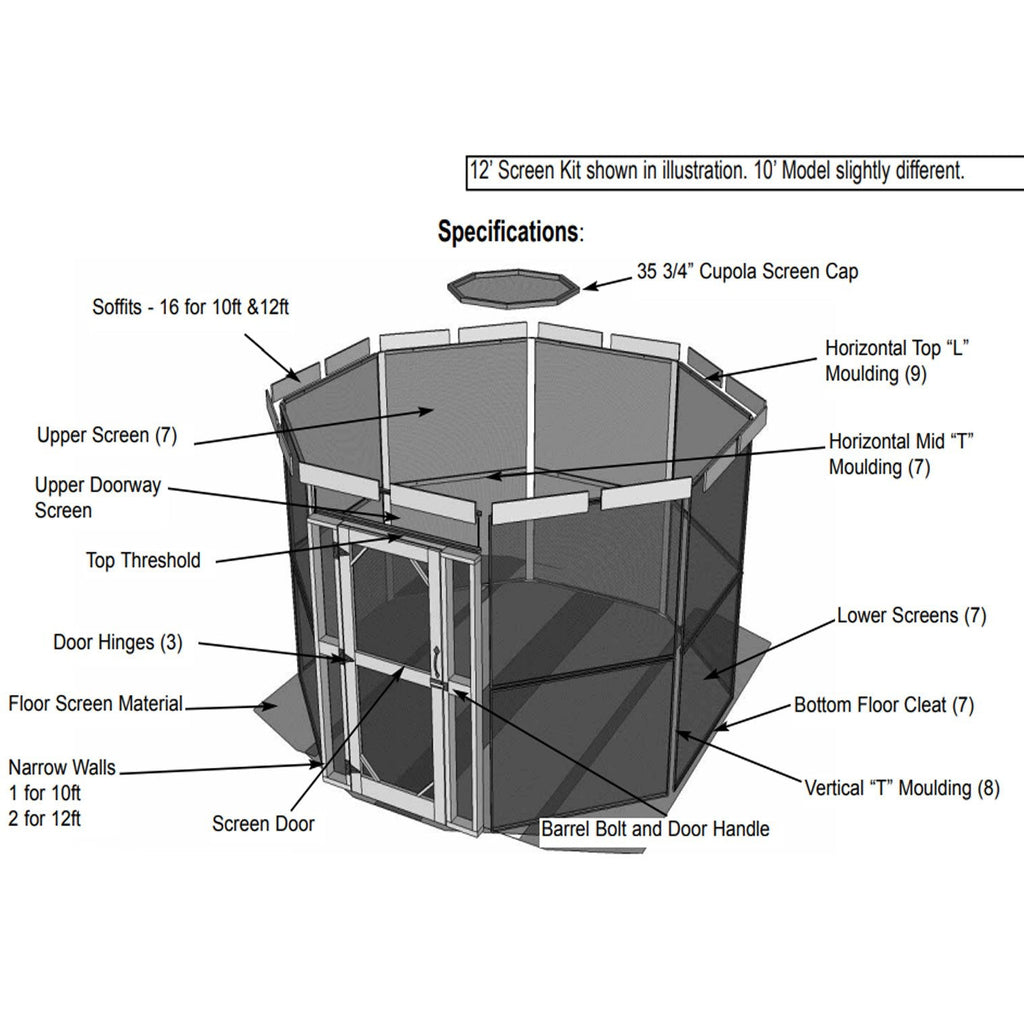 Outdoor Living Today 12′ Bayside Gazebo with Screen Kit