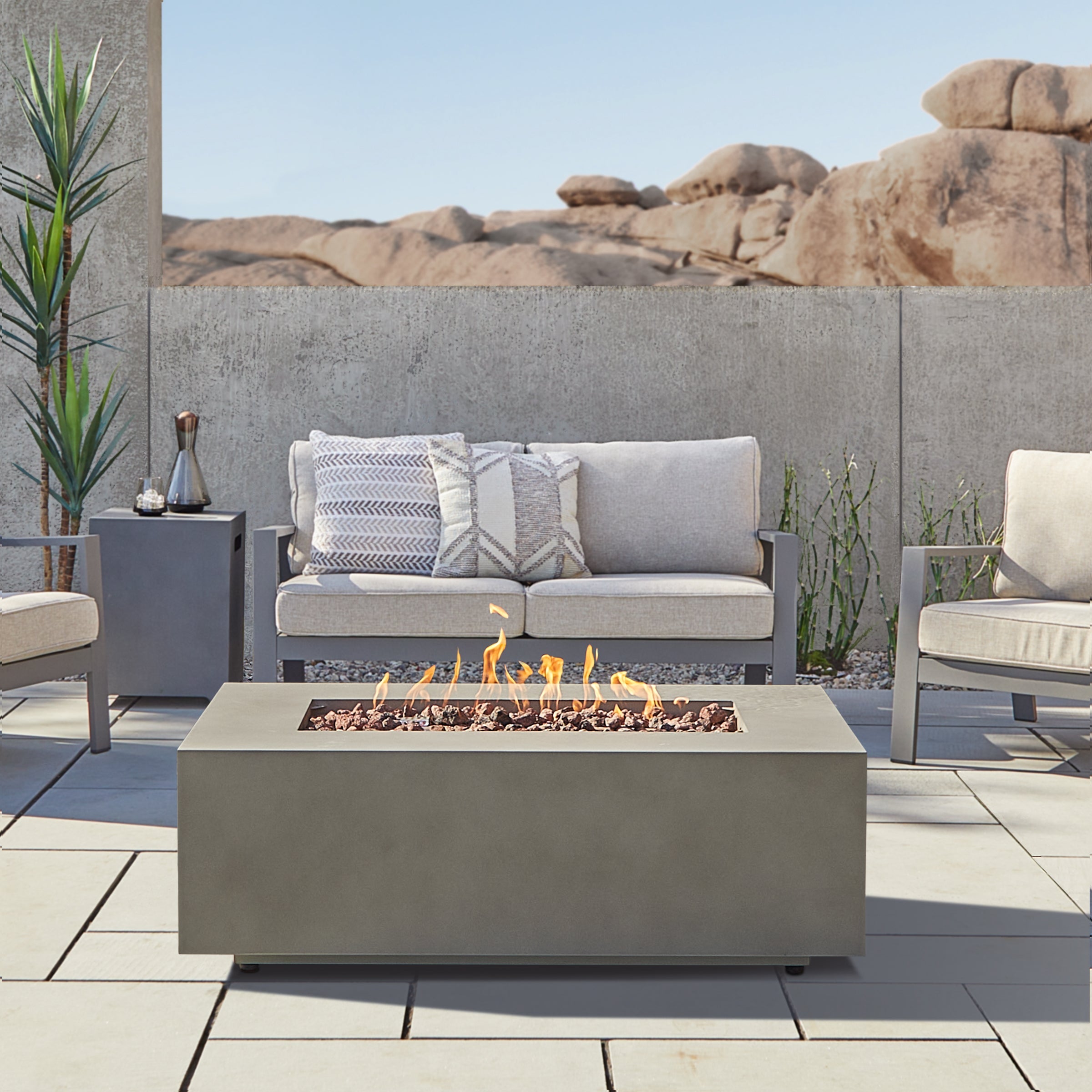 Real Flame Aegean 50" Rectangle Propane or Natural Gas Fire Pit Table