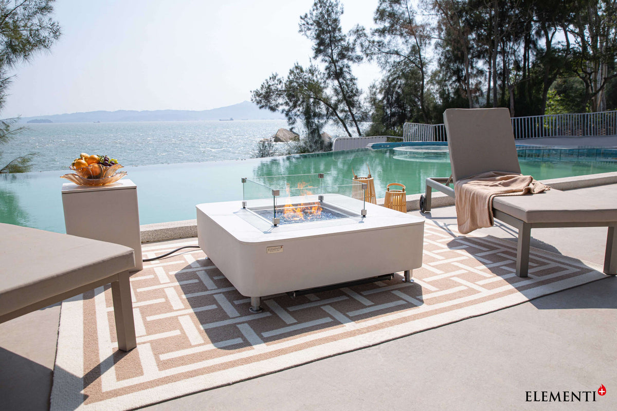 Elementi Plus Annecy Marble Porcelain Fire Table