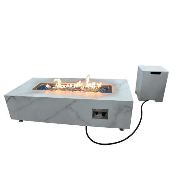 Elementi Plus Carrara Marble Porcelain Fire Table