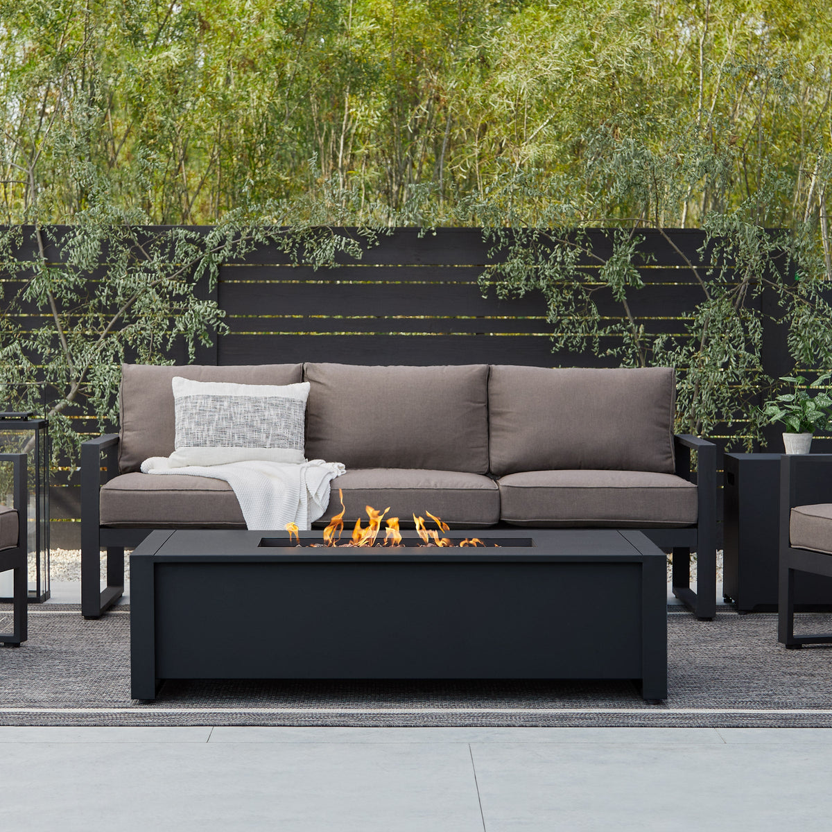 Real Flame Keenan 52" Rectangle Propane Fire Pit Table - 6340LP