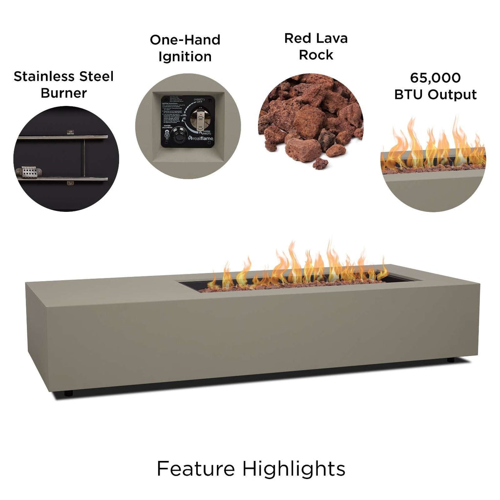 Real Flame Aegean 75" Asymmetrical Rectangle Propane or Natural Gas Fire Pit Table
