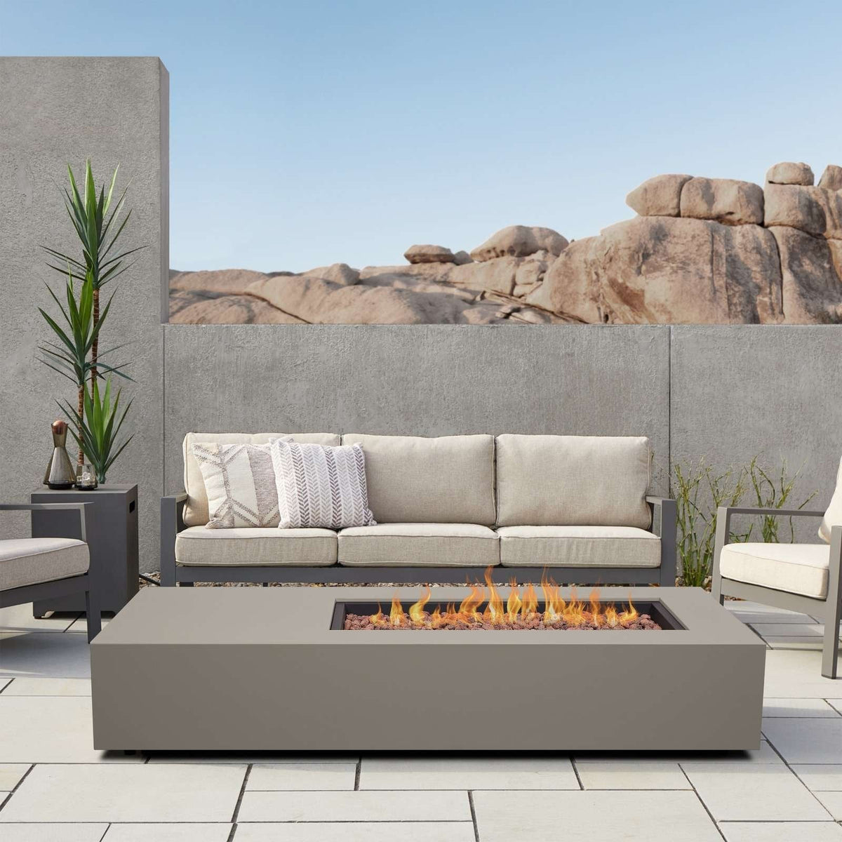 Real Flame Aegean 75" Asymmetrical Rectangle Propane or Natural Gas Fire Pit Table