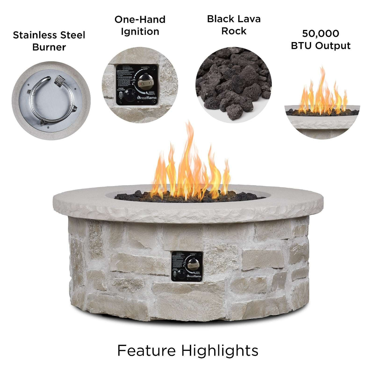 Real Flame Scottsdale 40" Round Propane Fire Pit Table