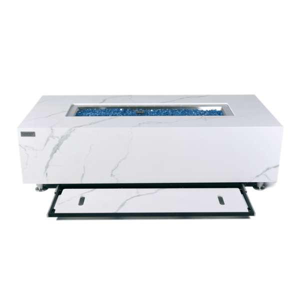 Elementi Plus Carrara Marble Porcelain Fire Table