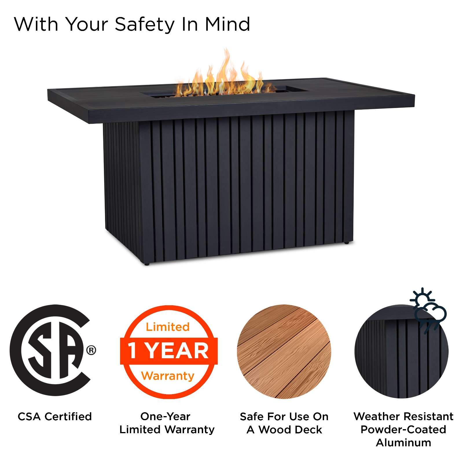 Real Flame Calvin Fire Pit Table With Hidden Propane Tank
