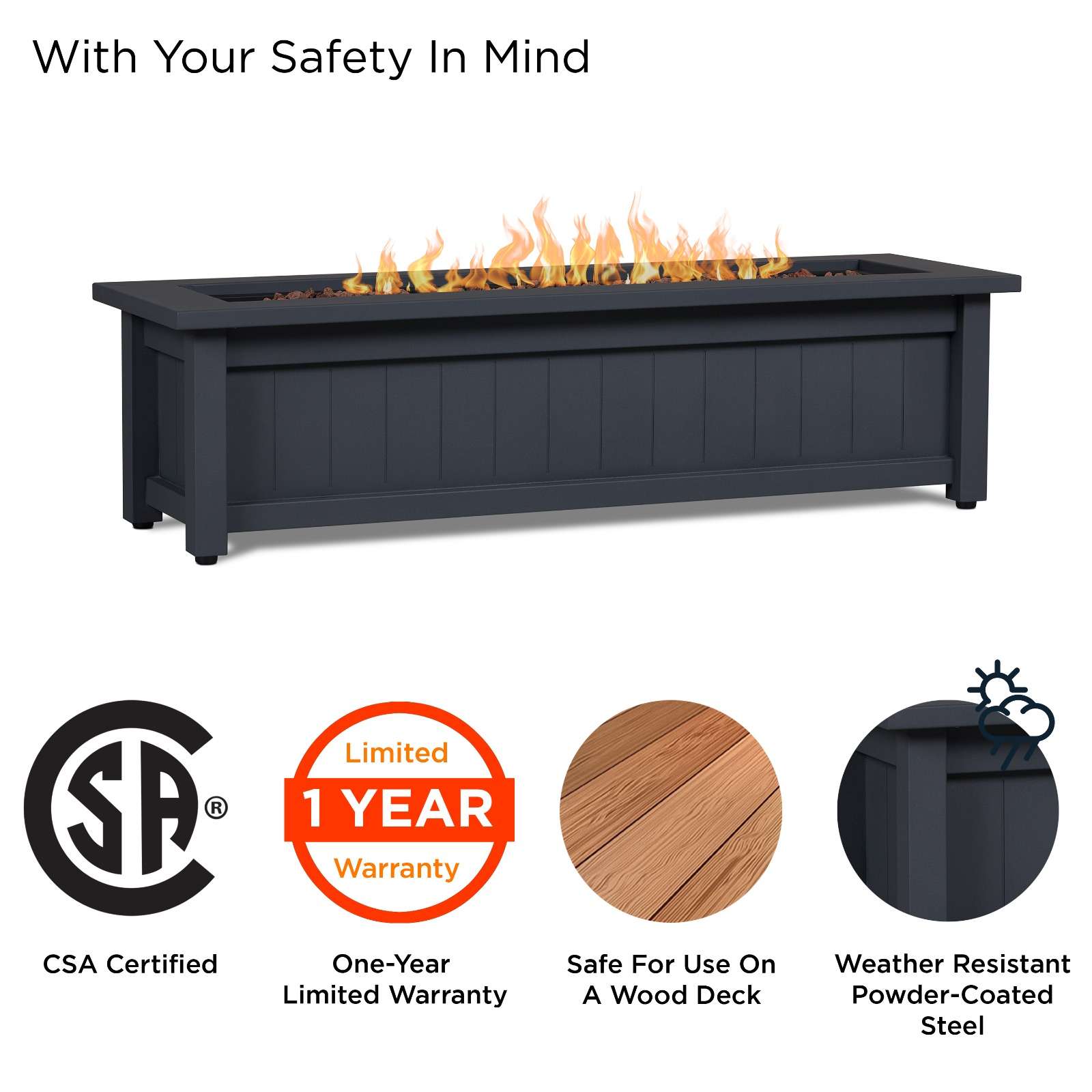 Real Flame Ortun Propane Fire Table