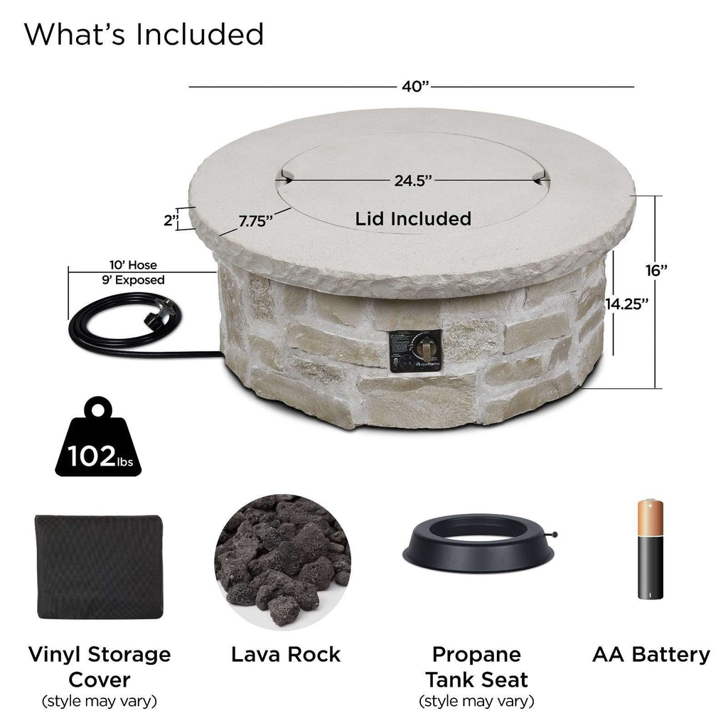 Real Flame Scottsdale 40" Round Propane Fire Pit Table