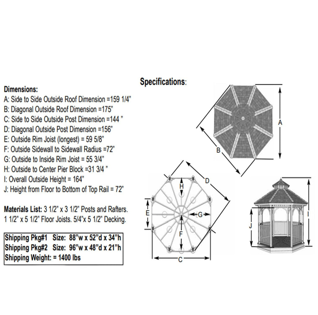 Outdoor Living Today 12′ Bayside Gazebo with Screen Kit