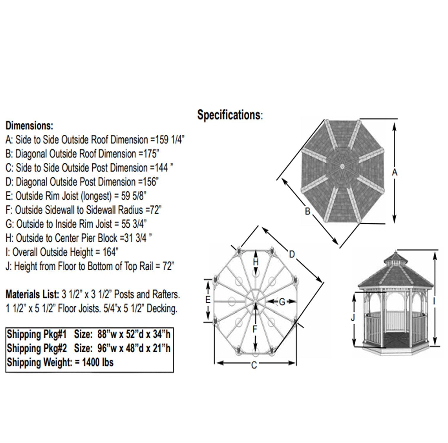Outdoor Living Today 12′ Bayside Gazebo with Screen Kit