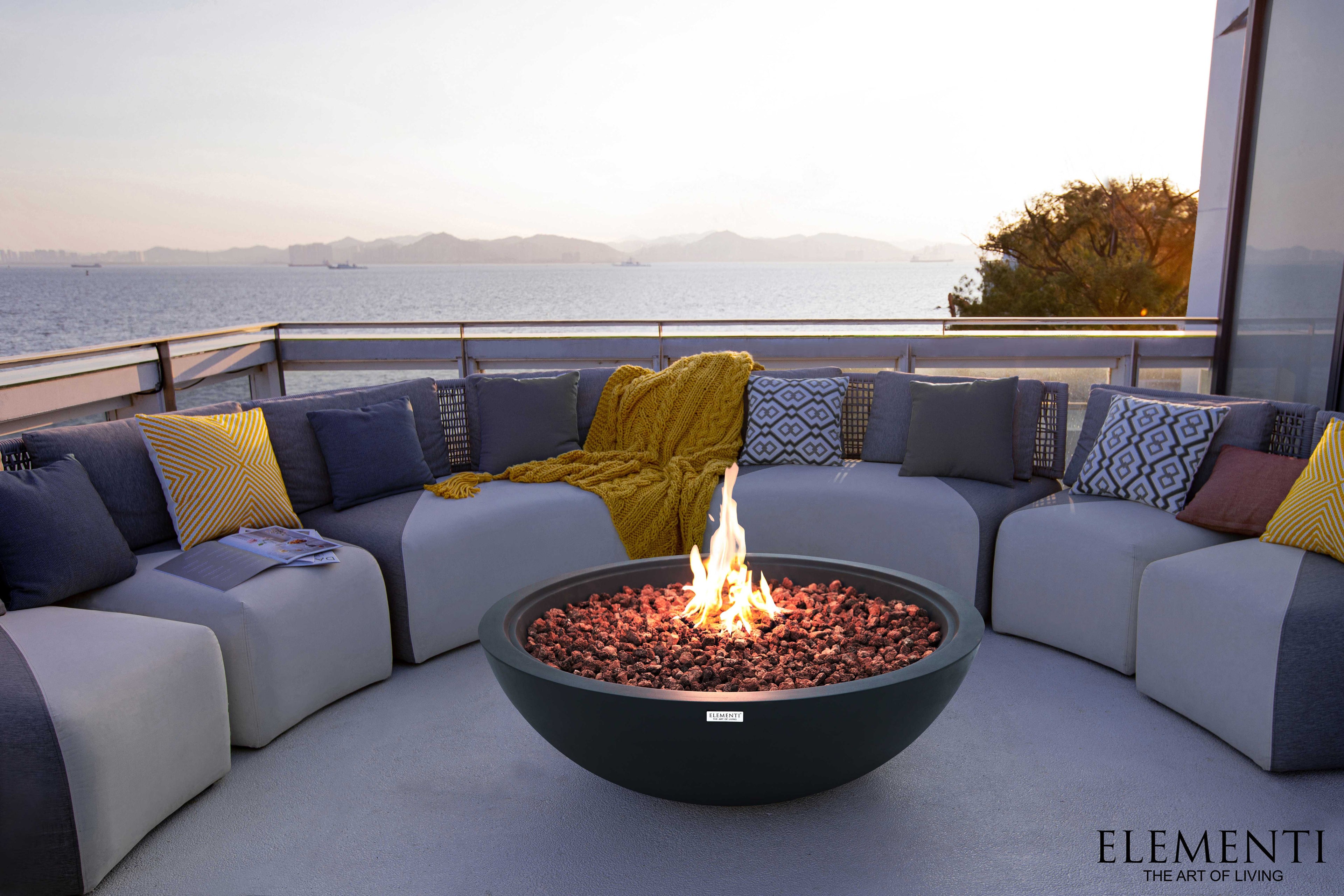 Elementi Plus Rose Bowl Round Concrete Fire Bowl