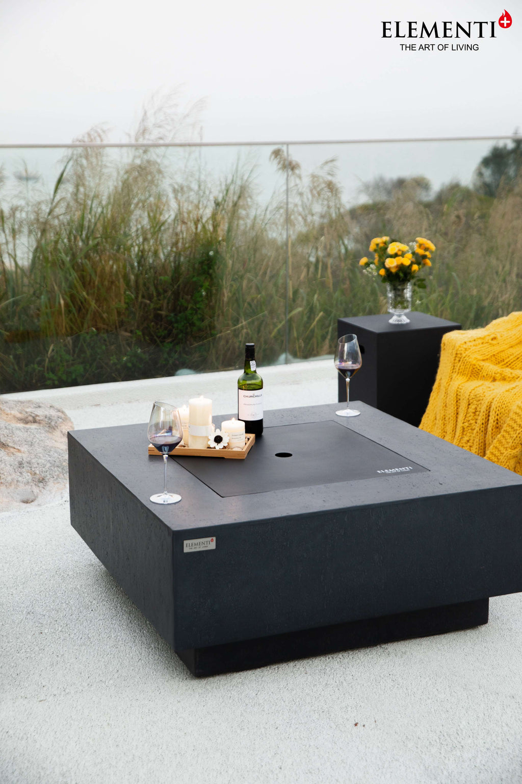 Elementi Plus Bergen Square Concrete Fire Pit Table