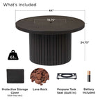 Real Flame Calvin 44" Round Fire Pit Table With Hidden Propane Tank