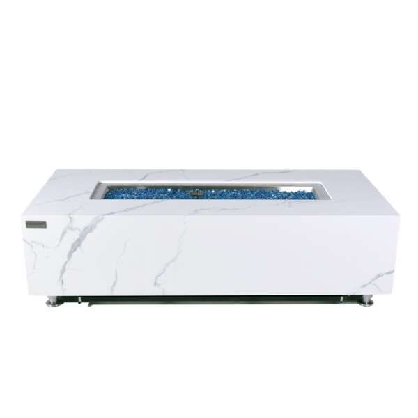Elementi Plus Carrara Marble Porcelain Fire Table
