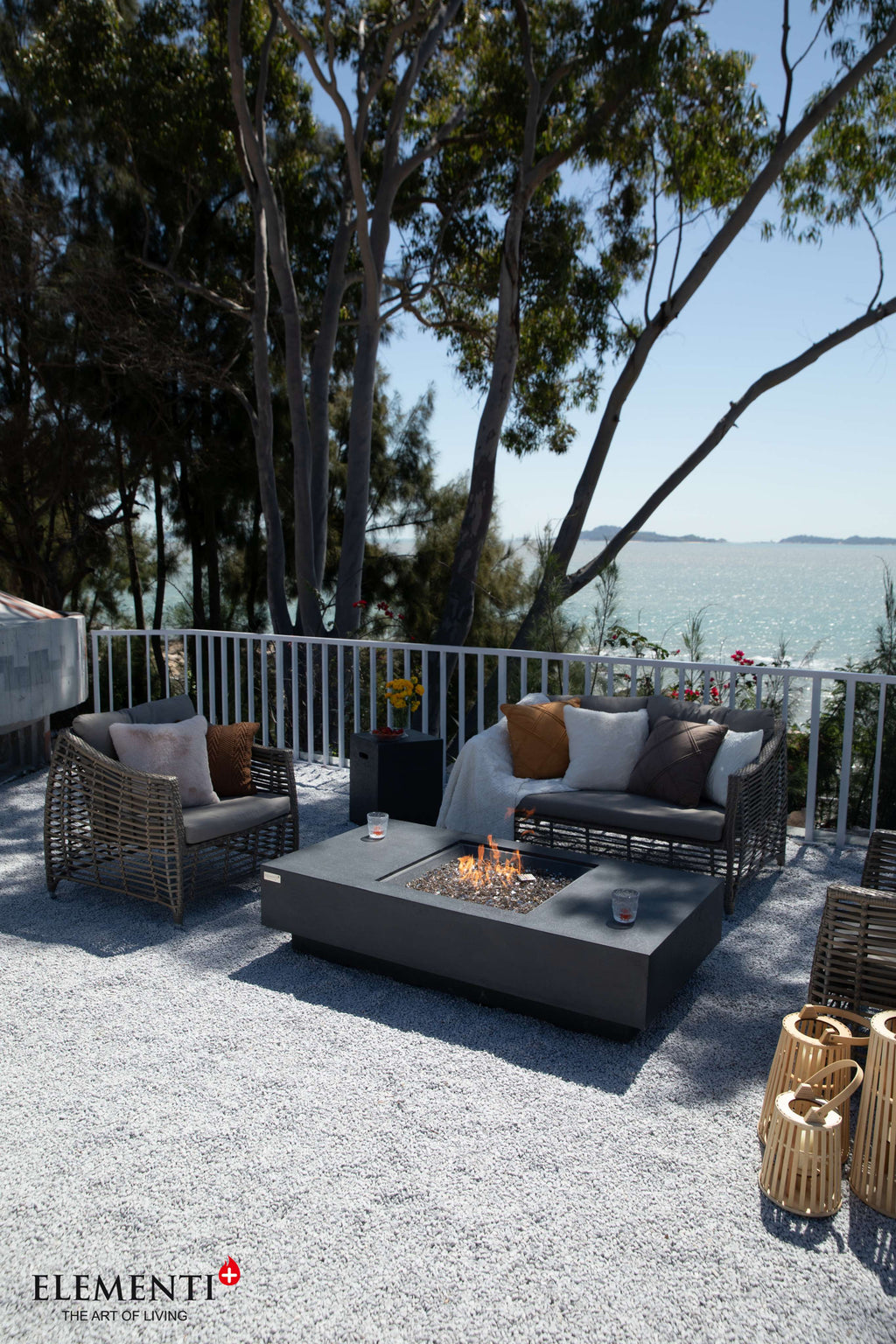 Elementi Plus Cannes Rectangular Concrete Fire Pit Table