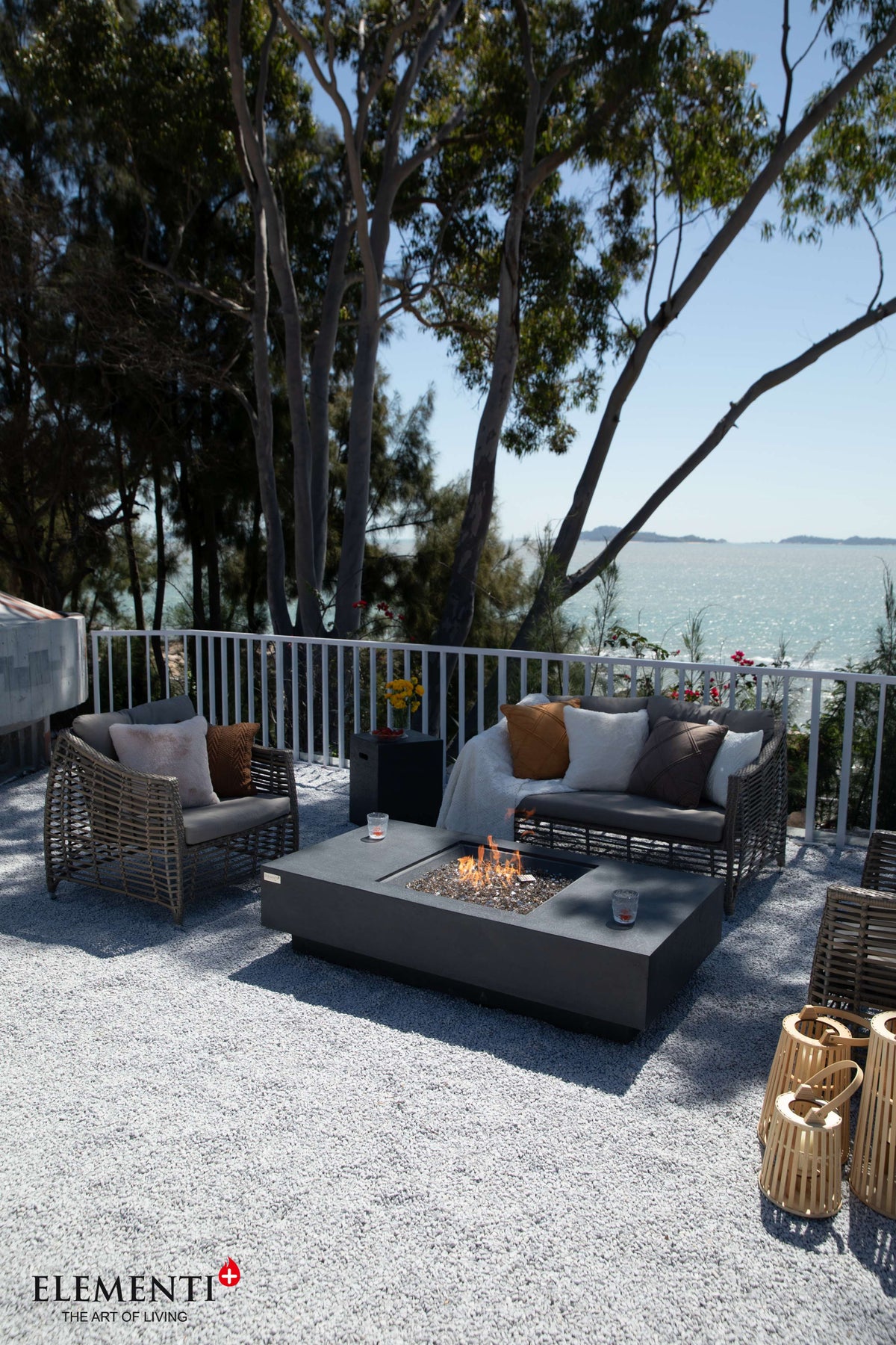 Elementi Plus Cannes Rectangular Concrete Fire Pit Table